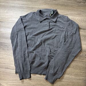 Polo Ralph Lauren Women’s Sz Small Grey Silk Nylon Long Sleeve Collar Shirt